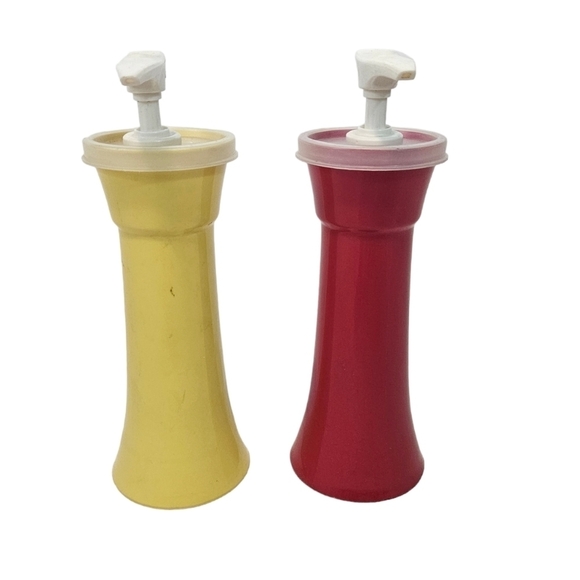 Vintage Tupperware Ketchup & Mustard Condiment Dispensers Set of 2‎ - Picture 1 of 11